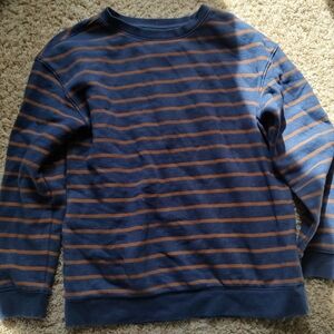 Cat & Jack Navy and Brown Striped Crewneck Sweatshirt